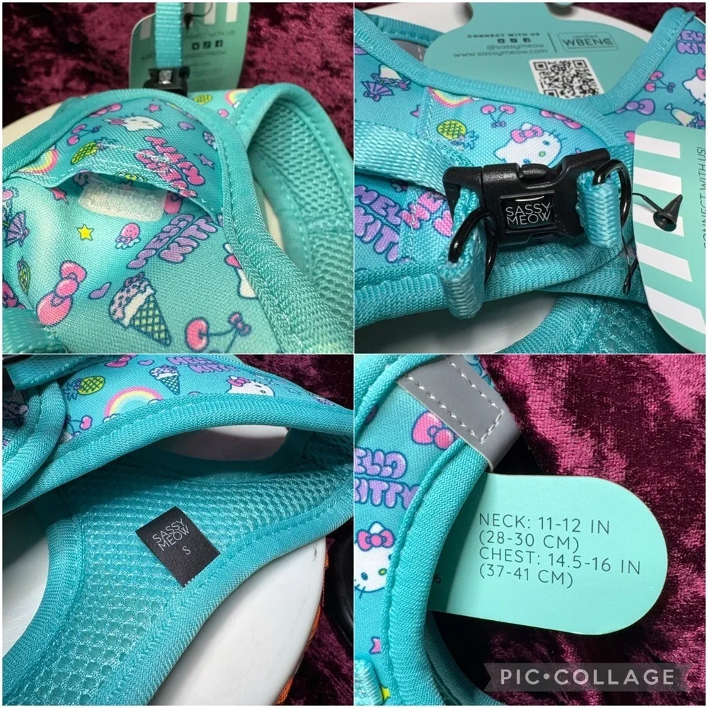 Sassy Meow Sanrio Hello Kitty SMALL Cat Dog Blue Collar Leash & Harness